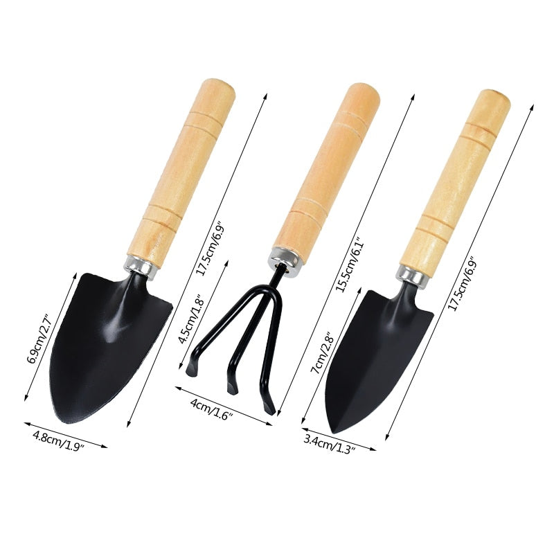 3/6 Pcs Wooden Handle Iron Garden Shovel /Rake Set