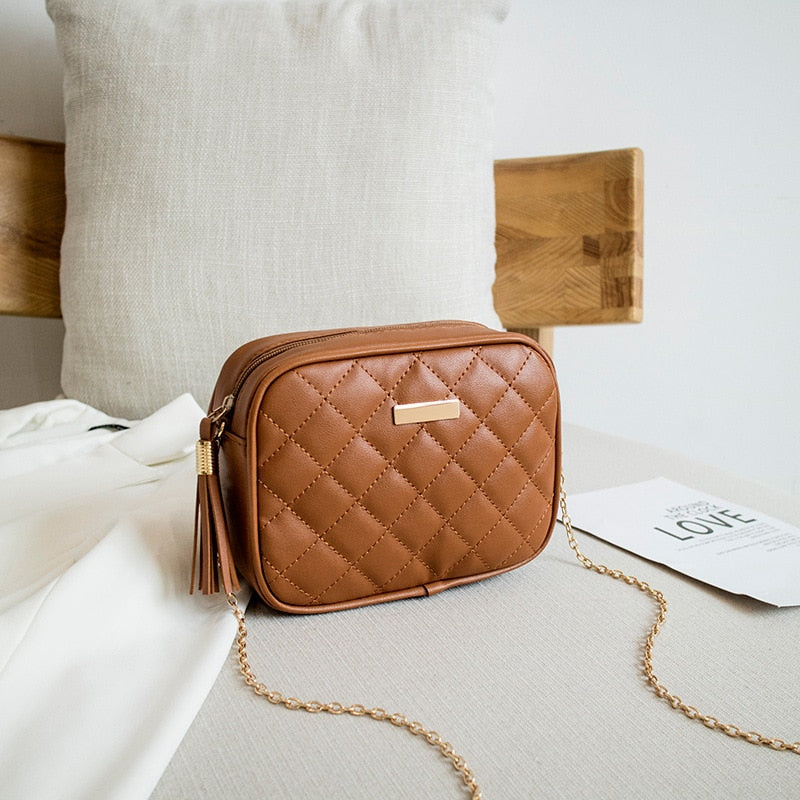 Womens Embroided Rhombus Shoulder Bag