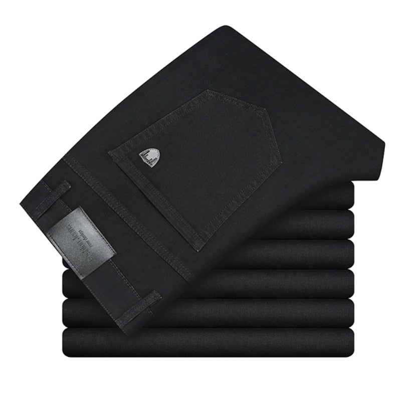 2023 Straight Lightweight Cotton Stretch Denim Men's Casual High Waist Thin Light Grey Jeans