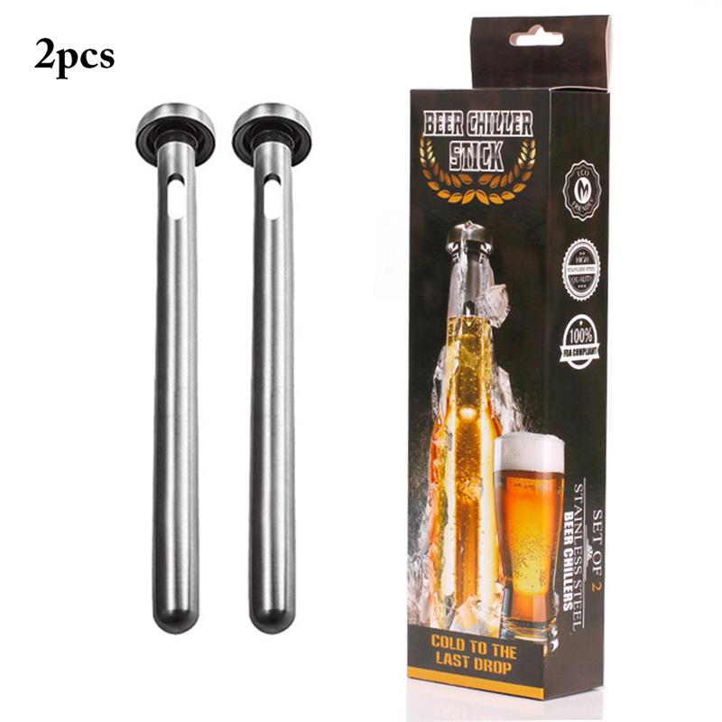 2Pcs Portable Stainless Steel Professional Beer Chiller Stick Beer Chiller Stick Beverage Cooling Ice Cooler Beer Kitchen Tools