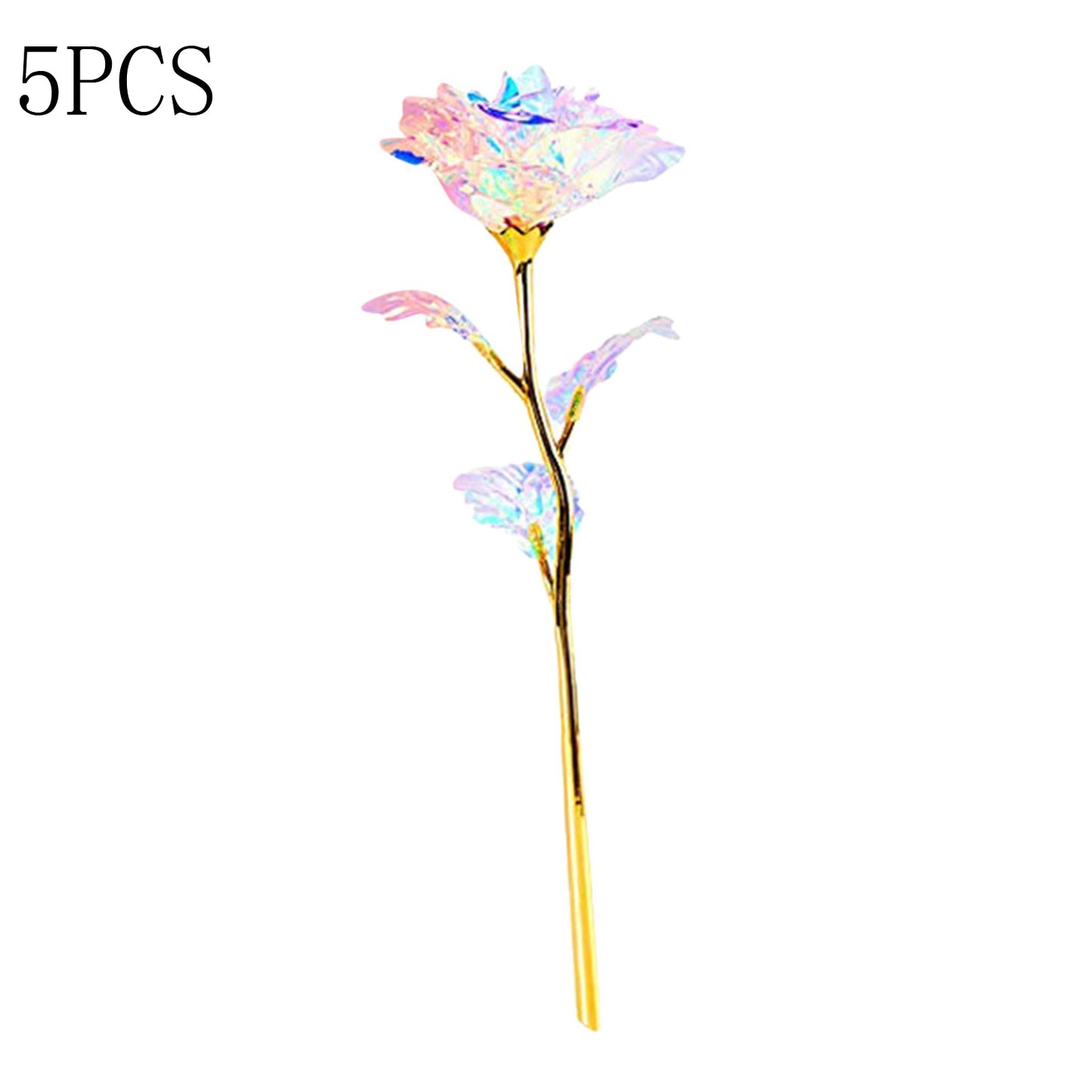 5-10PCS 24K Rose Gold Crystal Artificial Illuminous Rose Flower