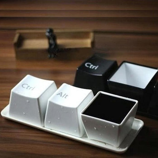3Pcs Set Creative Keyboard Ctrl Del Alt Keys Mugs