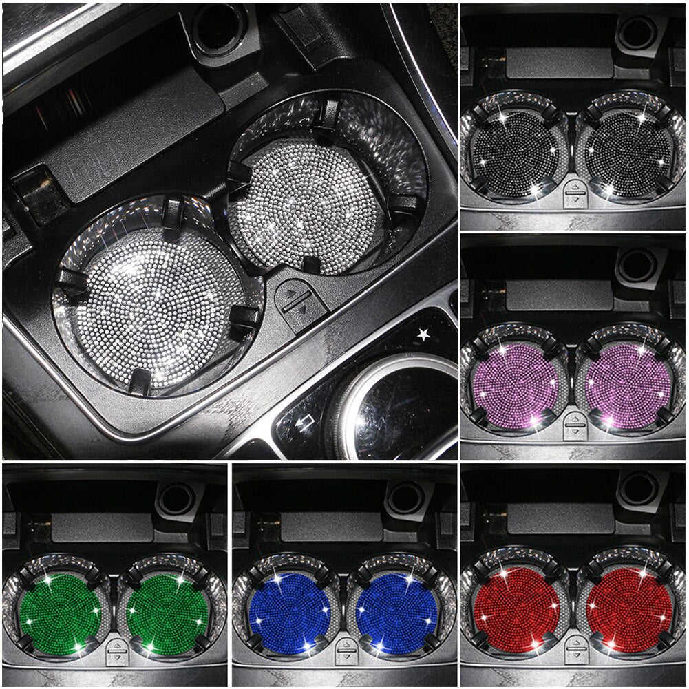 Diamond Car Accessories Coaster Water Cup Slot Non-Slip Mat Silica Gel Pad Cup Holder Mat