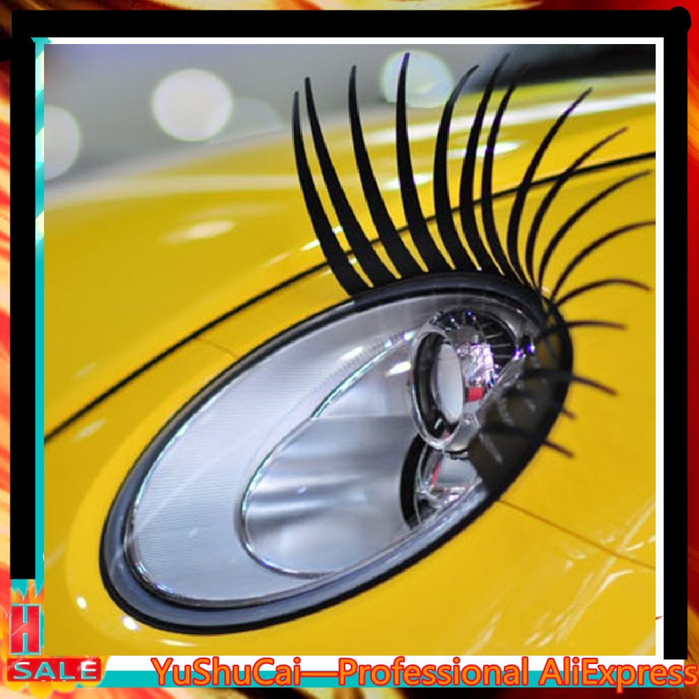 New Fashion Car Headlight Sticker 3D Charming Black False Eyelashes Sticker Car Headlight Decoration Funny Decal Car Styling