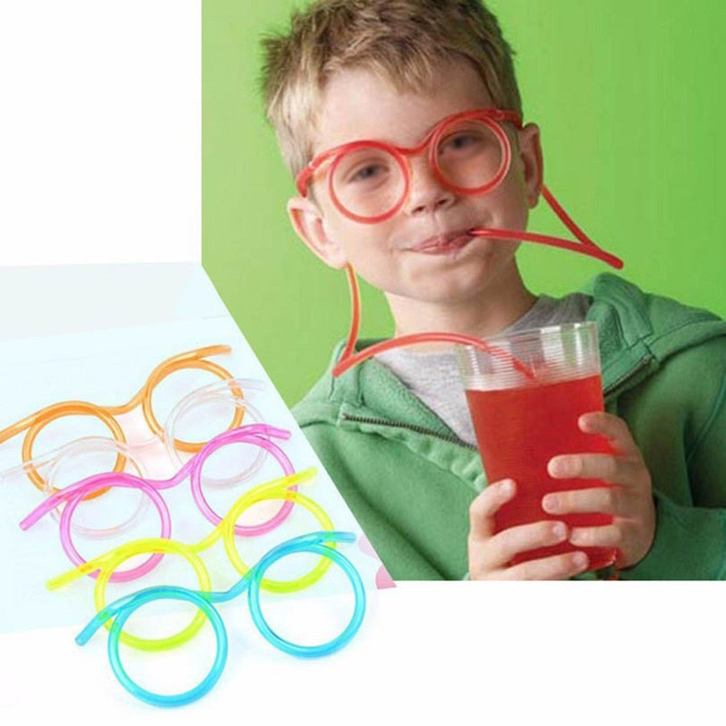 Creative Soft Glasses Straw Beard Straws Funny Plastic Toys Straws Kids Party Accessories Plastic Drinking Straws Gift