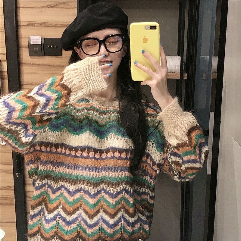 Round O Neck Harajuku Knitted Jumper Various Designs