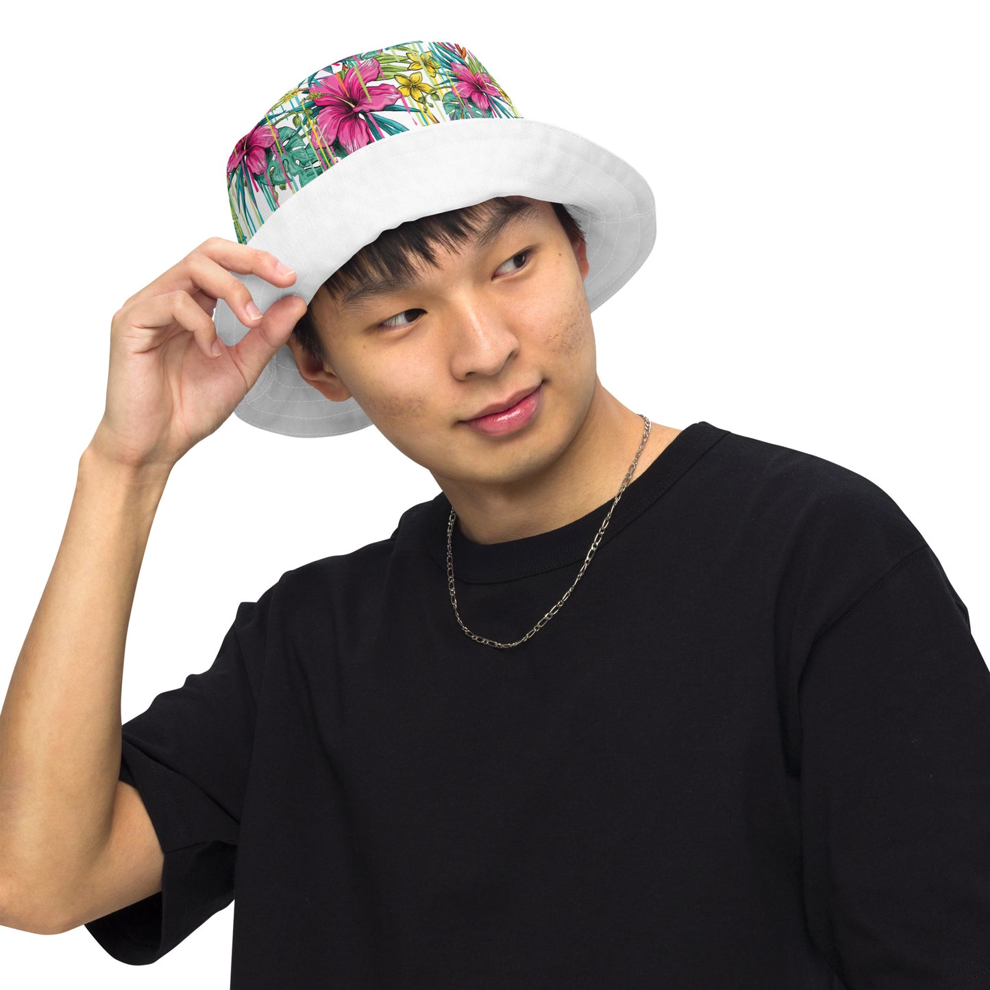 Pink Flower Reversible bucket hat