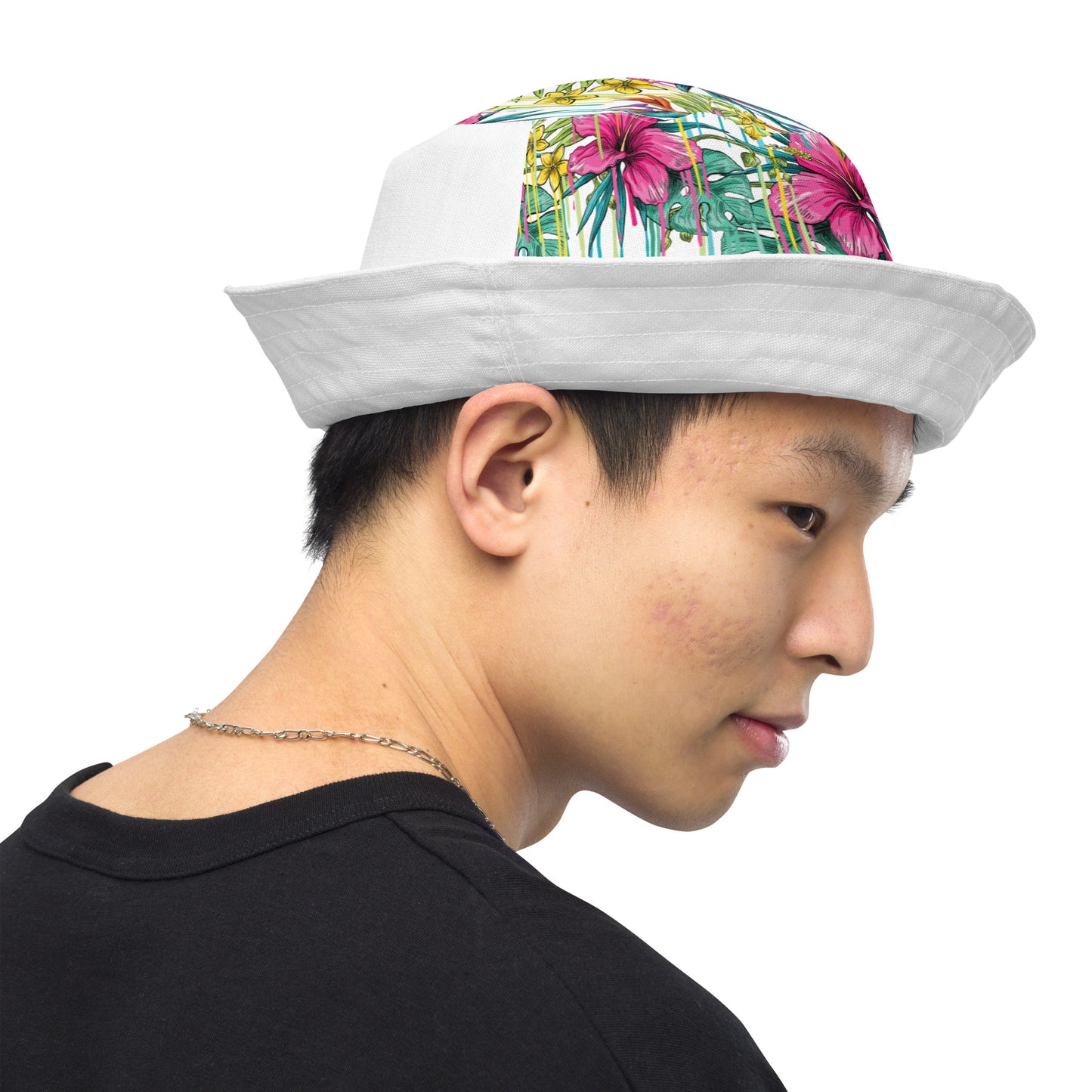 Pink Flower Reversible bucket hat