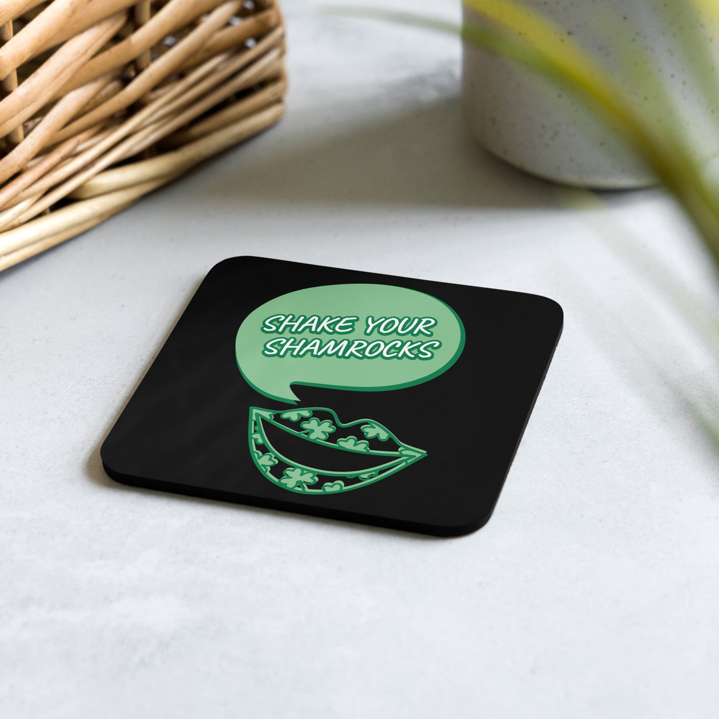 Shake Your Shramrocks Cork-back coaster