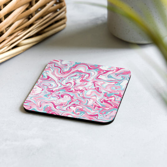 Pink Marble Cork-back coaster