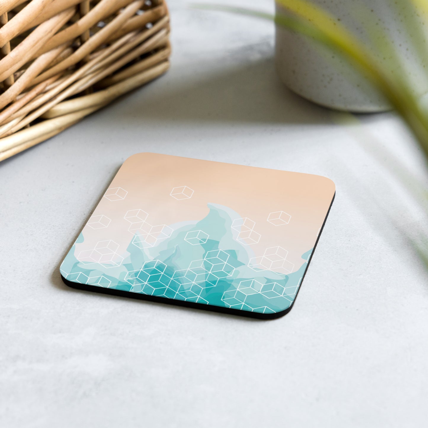 Light Water Coloured Cork-back coaster
