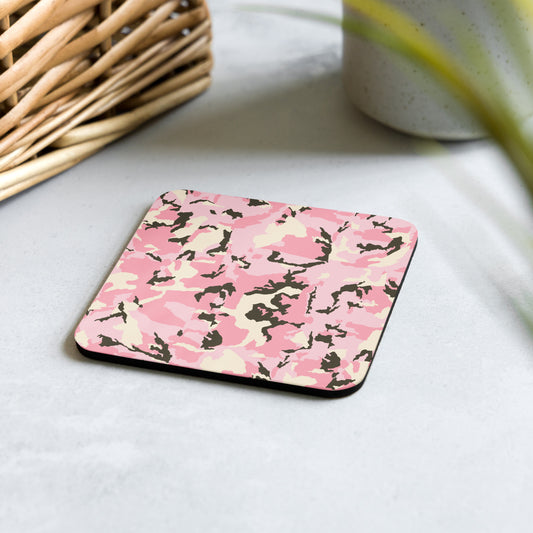 Pink Cammo Cork-back coaster