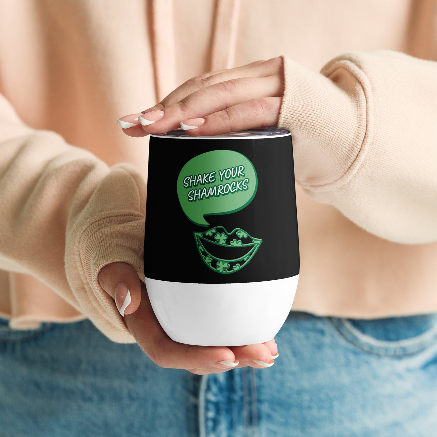 Shake Your Shramrocks Wine tumbler