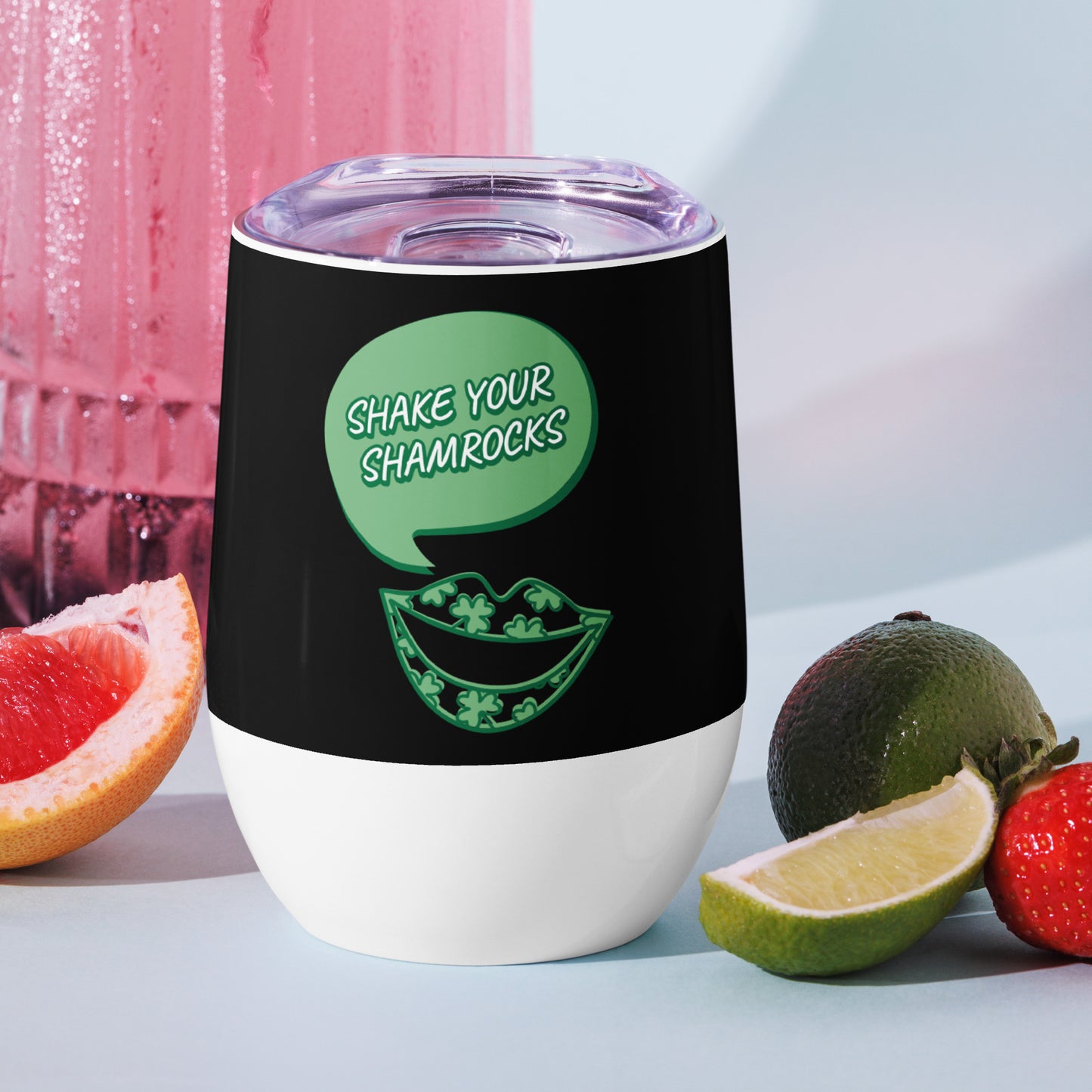 Shake Your Shramrocks Wine tumbler